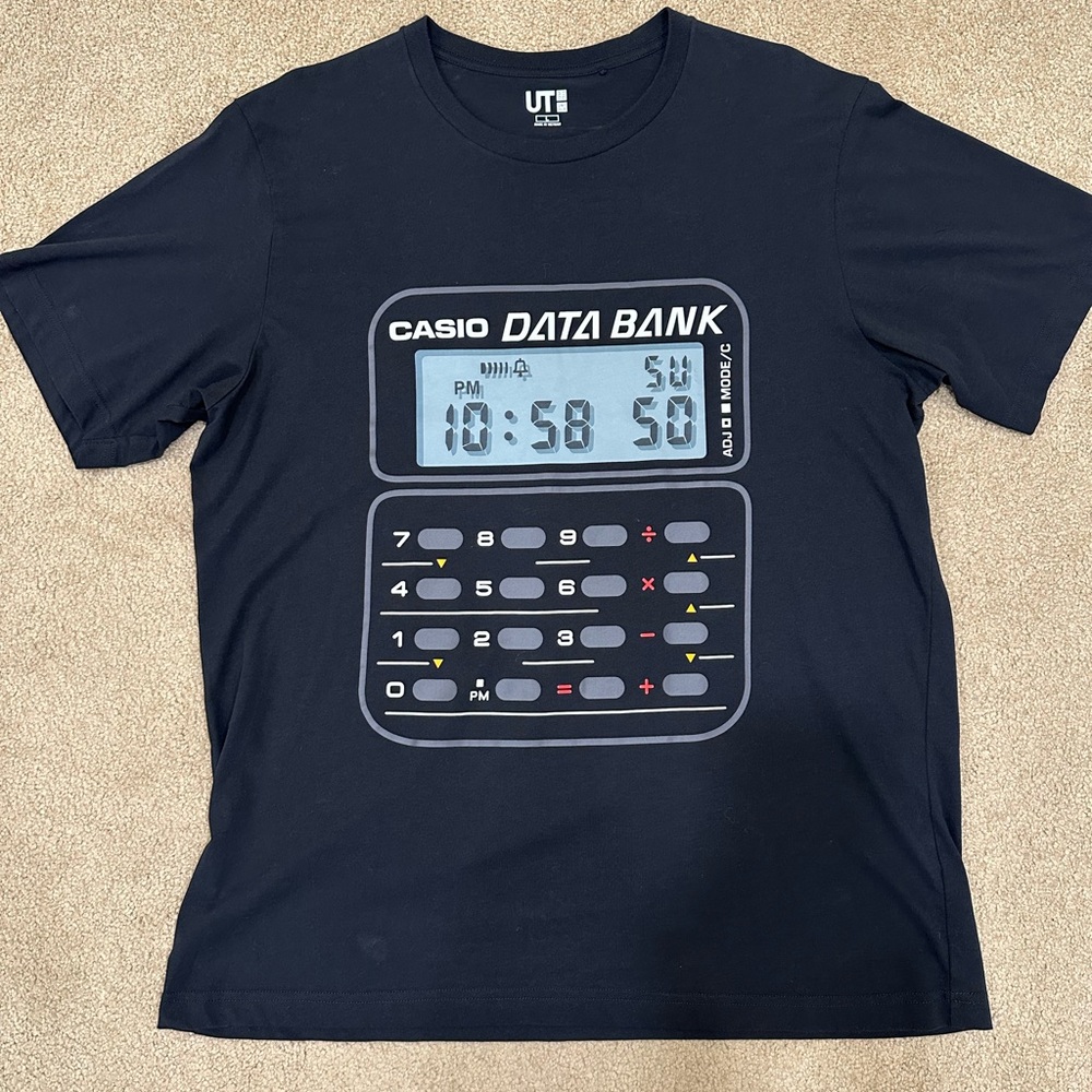 Uniqlo Men’s Graphic Tee with Casio Calculator Watch Design